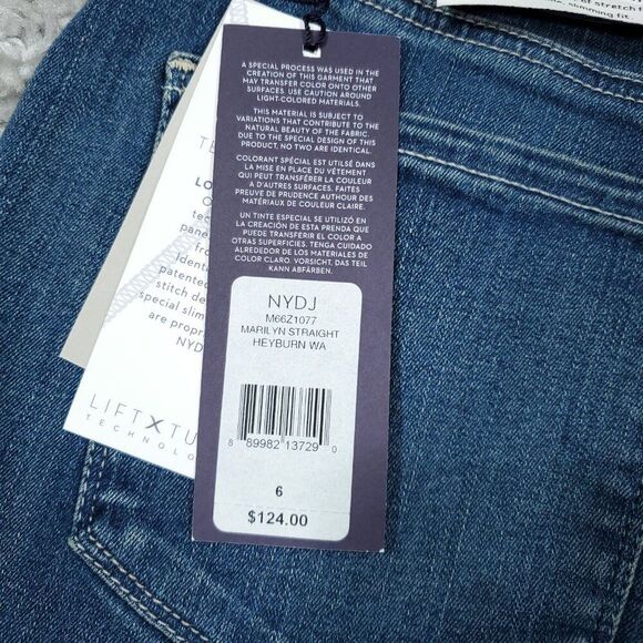 NYDJ Marilyn Straight Leg Stretch Premium Denim Jeans Lift Tuck Size 6 Blue - Picture 4 of 8
